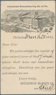 Thematik: Eisenbahn / Railway: 1884, USA. Entire Commercial Postcard One Cent With Nice Illustration - Eisenbahnen