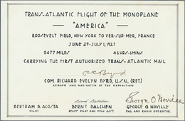 Thematik: Flugzeuge, Luftfahrt / Airoplanes, Aviation: 1927, USA. TRANS-ATLANTIC FLIGHT R.E. BYRD. C - Flugzeuge