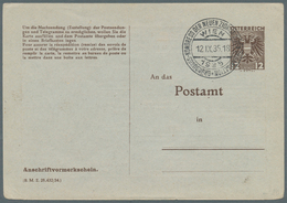Thematik: Judaika / Judaism: 1935 (12.9.), Österreich, Anschriftenänderungskarte 12 Gr. Braun Mit Bl - Ohne Zuordnung