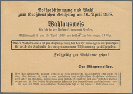 Thematik: Judaika / Judaism: 1938, 2 Verschiedene Wahlausweise Zur Volksabstimmung Und Zum Großdeuts - Ohne Zuordnung