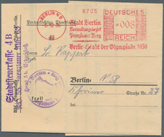 Thematik: Olympische Spiele / Olympic Games: 1936: Berlin Freistempel "Stadt Berlin Verwaltungsbezir - Sonstige & Ohne Zuordnung
