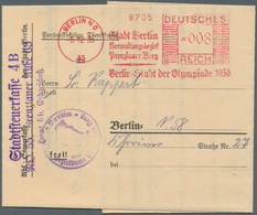 Thematik: Olympische Spiele / Olympic Games: 1936: Berlin Freistempel "Stadt Berlin Verwaltungsbezir - Other & Unclassified