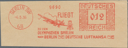 Thematik: Olympische Spiele / Olympic Games: 1936, German Reich For Berlin. Meter Stamp On Piece "12 - Autres & Non Classés