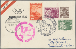 Thematik: Olympische Spiele / Olympic Games: 1936, Olympiafahrt Zeppelin LZ 129: Österreich, Privatg - Other & Unclassified