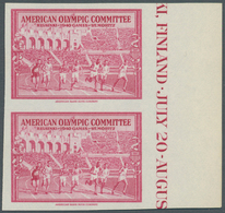 Thematik: Olympische Spiele / Olympic Games: 1940 Rote Vignette "American Olympic Committee Helsinki - Autres & Non Classés