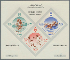 Thematik: Olympische Spiele / Olympic Games: 1960, LEBANON : Olympic Games Rome, Souvenir Sheet SWIM - Autres & Non Classés