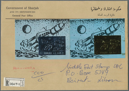 Thematik: Raumfahrt / Astronautics: 1972, Sharjah, GOLD/SILVER ISSUE "Apollo-Soyouz", Both Souvenir - Autres & Non Classés