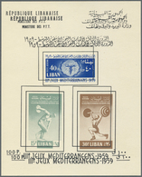 Thematik: Sport / Sport: 1959, Libanon, Sports 100 Pia. Imperf Souvenir Sheet With Double Surcharge - Autres & Non Classés