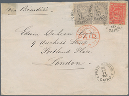 Ägypten: 1877 Cover From Cairo To London Via Brindisi, Franked By 3rd Issue 1pi. Red And Two 10pa. S - Other & Unclassified