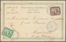 Ägypten: 1904, Picture Postcard (Remouleur Arabe) To Marseille Franked By 1902 1m. Brown And 2m. Gre - Sonstige & Ohne Zuordnung