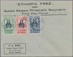 Äthiopien: 1942, 4 C - 20 C "Haile Selassie I." Definitive Set On FDC From ADDIS ABABA, 23.3.42, Tog - Äthiopien