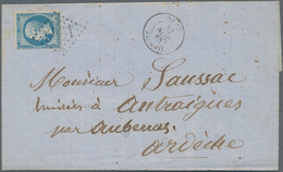 Algerien: 1862, France 20 C Blue Napoleon, Tied By Numeral Cancel "5051" (gros Chiffres), Single Fra - Briefe U. Dokumente