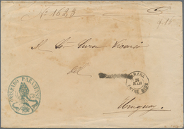 Argentinien: 1856, Stampless Envelope Marked "PARANA 24 JULI ENTRERIOS" And Blue Pictorial Bishop Ha - Autres & Non Classés