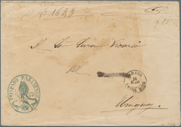 Argentinien: 1856, Stampless Envelope Marked "PARANA 24 JULI ENTRERIOS" And Blue Pictorial Bishop Ha - Other & Unclassified