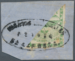 Argentinien: 1858 10c. Green, BISECTED Diagonally, Used On Piece And Tied By Oval H/s "CORREOS NACIO - Autres & Non Classés