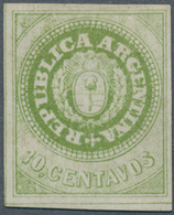 Argentinien: 1862 10c. Yellow-green, No Accent, Intermediate Impression, Unused Without Gum, Fresh C - Autres & Non Classés