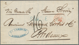 Argentinien: 1868, Stampless Entire Folded Letter With Blue Steamer Marking S. L. "SAVOIE" And Red F - Sonstige & Ohne Zuordnung