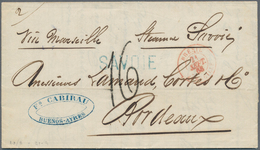 Argentinien: 1868, Stampless Entire Folded Letter With Blue Steamer Marking S. L. "SAVOIE" And Red F - Other & Unclassified