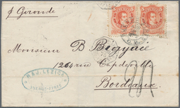 Argentinien: 1875, 5 C. Pair Tied "BUENOS AYRES ABR 27 1875" To Folded Envelope Endorsed "p. Gironde - Sonstige & Ohne Zuordnung