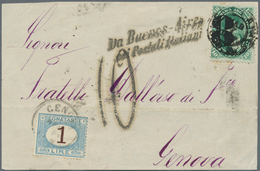 Argentinien: 1877 Front Of A Cover From Buenos Aires To Genova, Italy, Insufficiently Franked By 187 - Autres & Non Classés
