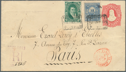 Argentinien: 1887 Postal Stationery Envelope 8c. Red Uprated 1878 'Manuel Belgrano' 16c. Green And 1 - Sonstige & Ohne Zuordnung