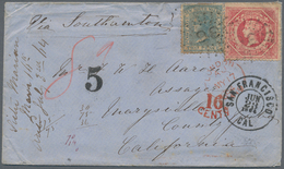 Neusüdwales: 1864, QV 1 Sh. And 2 D. Canc. "36" On Cover Endorsed "Via Southampton" To California/US - Briefe U. Dokumente