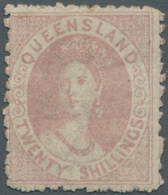 Queensland: 1880, QV 20s. Rose (small Chalon Head) With Wmk. Crown Over Q, Mint Hinged With Large Pa - Covers & Documents