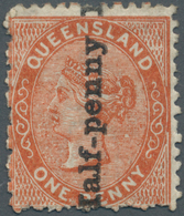 Queensland: 1880, QV 1d. Reddish Brown With Vertical Surcharge ‚Half-penny‘, Mint Heavy Hinged And S - Covers & Documents