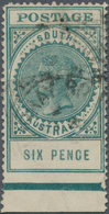 Südaustralien: 1904 6d. Blue-green, Bottom Marginal Single IMPERFORATED BETWEEN Stamp And Sheet Marg - Lettres & Documents