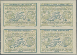 Victoria: Design "Madrid" 1920 International Reply Coupon As Block Of Four 6 D Victoria. Backside Wi - Briefe U. Dokumente