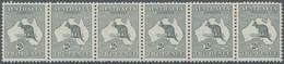 Australien: 1913, Roo 2d Grey, A Horizontal Strip-6, Mint Never Hinged MNH, Pos. 1 Tiny Thin, Tone B - Covers & Documents