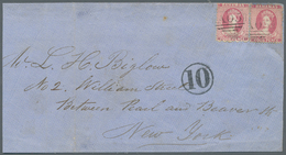 Bahamas: 1875: Two Singles Of  QV 4d. Rose On Part (front) Of A Double Weight Cover To New York, Tie - 1859-1963 Colonia Británica