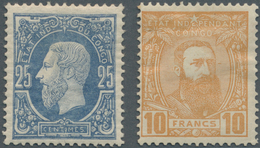 Belgisch-Kongo - Kongo-Staat: 1886/1891, 25 C Blue And 10 Fr Brown-orange (one Short Perf.), Each Mi - Oblitérés