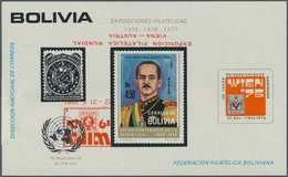 Bolivien: 1981, Anniversaries, Three Souvenir Sheets With Inverted Overprints (2) Resp. Double Overp - Bolivien