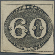 Brasilien: 1843, 60r. Deep Black "Olhos De Boi" On Medium-thick Paper, Fresh Colour, Close To Full M - Neufs