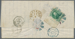 Brasilien: 1867, 100r. Green, Marginal Copy With Inscription On Reverse Of Lettersheet From Porto Al - Ungebraucht