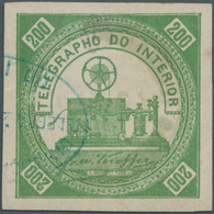 Brasilien - Telegrafenmarken: 1869, 200r. Green With Control Mark On Reverse, Fresh Colour, Large Ma - Telegraphenmarken