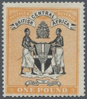 Britisch-Zentralafrika: 1895 'Arms' £1 Black & Yellow-orange, Mint Lightly Hinged, A Short Perf At B - Autres & Non Classés