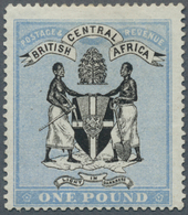 Britisch-Zentralafrika: 1896, £1 Black/blue, Fresh Colour, Well Perforated, Mint With Large Part Of - Sonstige & Ohne Zuordnung