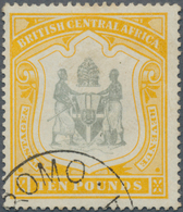 Britisch-Zentralafrika: 1897-1900 £10 Black & Yellow, Wmk Crown CC, Used And Cancelled By "TSHIROMO - Sonstige & Ohne Zuordnung