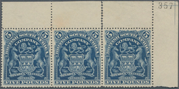 Britische Südafrika-Gesellschaft: 1901, £5 Deep Blue, Horizontal Strip Of Three From The Upper Right - Ohne Zuordnung