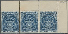 Britische Südafrika-Gesellschaft: 1901, £5 Deep Blue, Horizontal Strip Of Three From The Upper Right - Non Classés