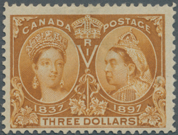 Canada: 1897, Jubilee Issue $3 Bistre Mint Hinged With Minor Thinned Due To Removing Hinge, Scarce S - Unused Stamps