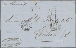 Chile: 1857, Entire Folded Letter Dated "Valparaiso Le 15 Aout 1857" Endorsed "par Panama" To Chalon - Chile