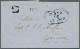 Chile: 1861 (13.7.), Stampless Folded Entire With Black Boxed Hs. 'PUNTA DEARENAS' And Ms. Taxe '25c - Chile