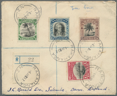 Cook-Inseln: 1932, Registered Letter To England With 1, 1 1/2 And 3 D Tied By "RAKAHANGA 4 JA 32" An - Cookinseln