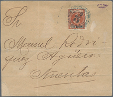 Cuba - Spanische Kolonie: 1898, 5 Cts/5 Mils. Brown, Surcharge Inverted, Local Stamp Tied Blue "PTO. - Kuba (1874-1898)
