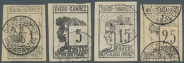 Diego Suarez: 1890 Complete Set Of Four, Used And Cancelled By Diego Suarez Datestamps (various Date - Other & Unclassified