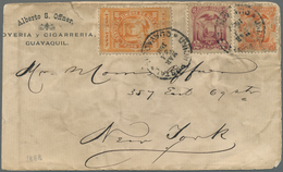 Ecuador: 1888, 2 And 10 C. Together With 10 C. Fiscal Stamp On Business Letter From "Alberto S. Offn - Ecuador