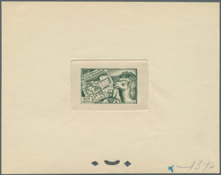 Fezzan: 1946, 50fr. Map/Camel Horseman, Four Epreuve In Bue, Orange-red, Dark Green And Purple. Maur - Briefe U. Dokumente